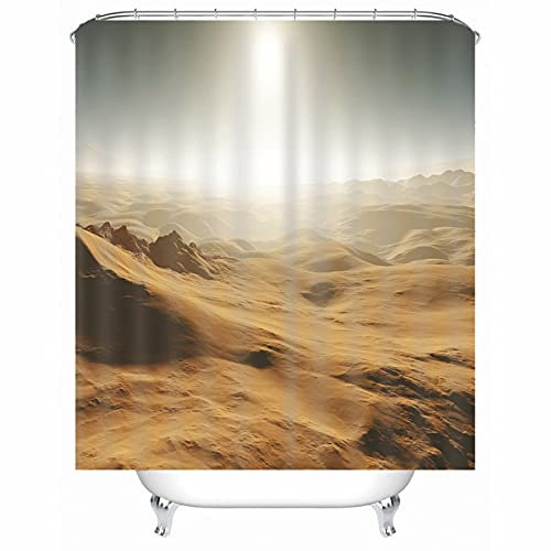 Banemi Tenda Doccia Tessuto Pesante, Tenda Doccia Rettangolare Marrone Deserto Polyester 180X180cm con 12 Anillas