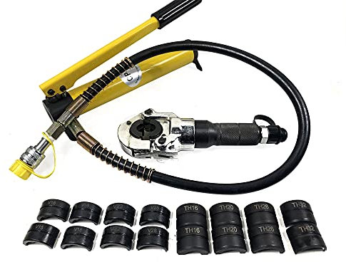 6T Manuelle Hydraulische Zange,Lightakai Hydraulische Presszange Presswerkzeug Hydraulik Crimpzange mit 360° Drehbarer Kopf für V/TH-Rohr (V-förmig 12-28mm / TH-förmig 16-32mm)