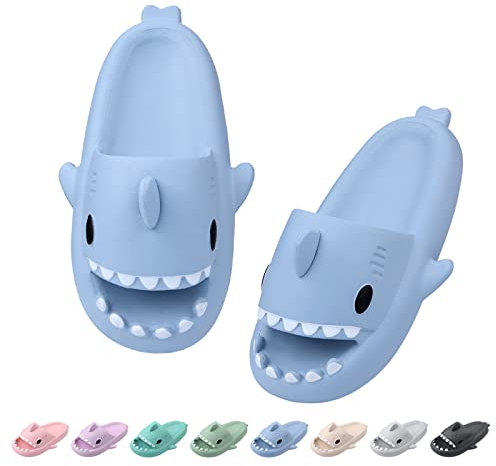 Dsaren Ciabatte Squalo Estive Pantofole Nuvola Ultra Morbide Uomo Donna Shark Slides Slippers Antiscivolo Casa Ciabatte Doccia Bagno Sandali da Spiaggia e Piscina Punta Aperta (36/37EU, Blu)