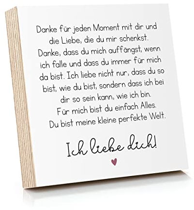 ARTFAVES® Holzbild mit Spruch - Danke für jeden Moment mit dir | Deko Geschenk zum Thema Freundschaft/Liebe/Familie/Größe: 14,8 x 14,8 cm