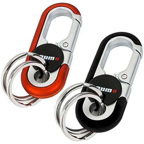 Qiyiche 2 Stück Schlüsselanhänger Karabiner, Auto Schlüsselanhänger mit 4 Schlüsselring, Rostfreier Stahl Schlüsselkarabina, Mini-Outdoor-Werkzeuge, Unisex (2)