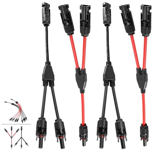 COCOSY 2 Paar Solarkabel Y Stecker, 2 Paar Solarkabel Y Verteiler 6mm²/4mm²/2.5mm², Pv Y Stecker MMF/FFM, Y-Typ-2 Solarpanel-Verzweigungskabel für Parallelverbindung