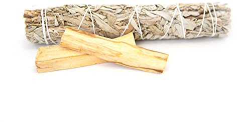 Baton Sauge Blanche à bruler Salvia Apiana 95GR + Bois Palo Santo - Sauge Blanche Purification a bruler Naturel - Fumigation et rituel de Purification Maison