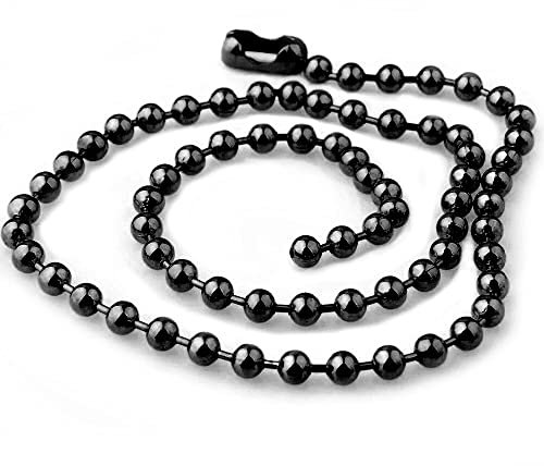 BlackAmazement Edelstahl Kette Halskette Kugelkette Silber Länge 50cm 55cm 60cm 70cm 80cm Stärke 2,4mm 3mm Silber Gold Schwarz Damen Herren (Farbe Schwarz - Kettenlänge 70cm - Starke 2,4mm)
