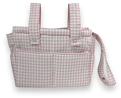 Genérico Bolso panera bebe - Talega carrito de bebé - Talega vichy (Rosa)