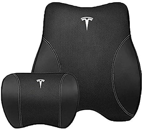 DANETI Auto-Nackenstützkissen Lendenwirbelstütze Kissen für Tesla Model 3Y S X Edamame 3,Ergonomisches Rckenstützkissen Auto Nackenkissen,Black1