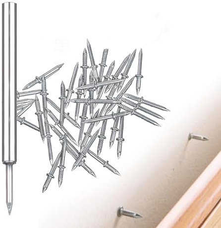 100Pcs Chiodi Senza Cuciture per Battiscopa a Doppia Testa, Chiodi in Corno Senza Traccia, Chiodi Nascosti per Legno Impiallacciature, Sicurezza invisibili Piccola Viti