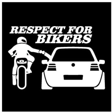 HaiRxr Autoaufkleber Respekt vor Motorradfahrer Autoaufkleber Lustige Motorrad Auto Styling Aufkleber auf Auto (Farbe: Weiß)