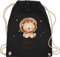Turnbeutel Rucksack - Löwe mit Name und Datum personalisiert I Geburtstag I Geburt Tiermotiv Geschenk Löwen - Unisize - Schwarz - personalisierter beutel kindergarten löwenmotiv leo stoffbeutel