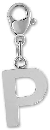 GD GOOD.designs Charms Anhänger mit Buchstabe P und Karabiner Verschluss - Initial Charm Silber aus Edelstahl für Bettelarmband - Valentinstag-Geschenk für Sie und Ihn