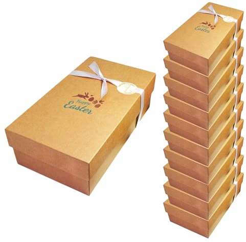 10 Osterboxen 350 x 190 x 105 mm Kraftpapier – Geschenkboxen für Ostern, Ostergeschenk, Karton, Geschenkverpackung, Geschenkboxen für Ostern