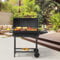 casa.pro Barbacoa de Carbón con 2 Ruedas y Asa Carro de Barbacoa con Parilla 3 Estantes Tapa con Termómetro Aberturas de Ventilación Acero Inoxidable Plástico 95 x 108 x 61 cm - Negro