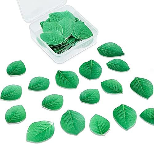 Morofme 92 Stück Essbare Blätter, Tortendeko Blätter, Esspapier Tortendeko Grün, Cupcake Topper Kuchendeko für Geburtstag, Hawaii, Aloha, Dschungel Deko, Sommer Tropischen Party Themenkuchen