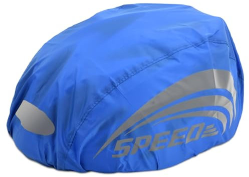 Fahrrad Helmüberzug Wasserdicht, Reflektierend Fahrradhelm Regenschutz mit Verstellbare Schnalle, Regenhaube Helm Abdeckung Staubdicht Helm Regenhülle Kinder Herren Damen, High Visibility (B-Blau)