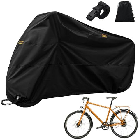 Housse de vélo pour 1 à 2 vélos – Housse de vélo d'extérieur imperméable 420D pour le transport sur porte-bagages, pluie, soleil, UV, poussière, vent, avec trou de verrouillage et sac de rangement,
