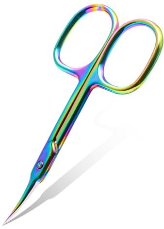 CGBE Cuticle Scissors Extra Fine Curved Blade, Super Slim Manicure Scissors for Cuticles Professional Small Scissors with Precise Pointed Tip Grooming Blades, Eyebrow, Eyelash, and Dry Skin - Colorful