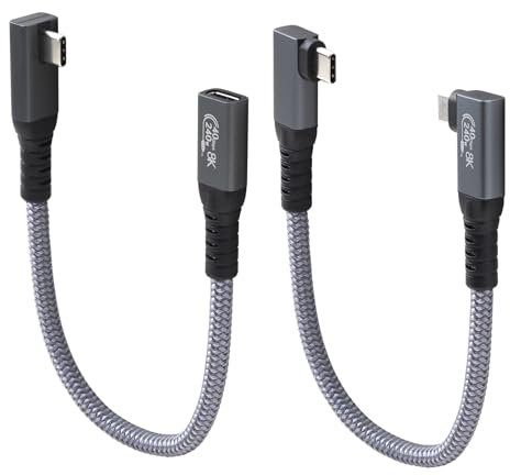 Leehitech 0.2M+0.3M 240W USB C to USB C Short Cable for Thunderbolt 4 Cable, Support 40Gbps Data Transfer and 8K@60Hz Display for iPhone 16/15 Series, Macbook, iPad Air/Pro,Samsung Galaxy S24