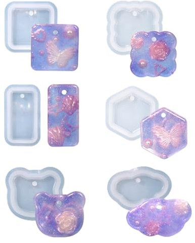 Stampi in Silicone, 6 pezzi Stampi per Resina Epossidica, Stampi in Silicone,stampi in Silicone Resina per Vassoio Fai da Te,Stampo per Sottobicchieri per Sottobicchieri, Portacandele, Fai da Te