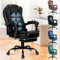 ALFORDSON Ergonomischer Bürostuhl mit Massagefunktion, Fußstütze und 150°-Neigung, Samt-Chefsessel mit SGS-Gasdruckfeder, drehbarer Gaming-Stuhl für Computer-, Leder, Schwarz
