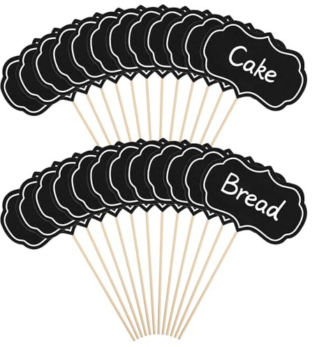 Fähnchen Zum Beschriften Buffet 24 Stück Schwarz Buffet Schilder Käse Marker Fähnchen, Kuchen Lebensmittel Dekoration Message Board für Alle Arten von Events Party Kuchen Lebensmittel Dekoration