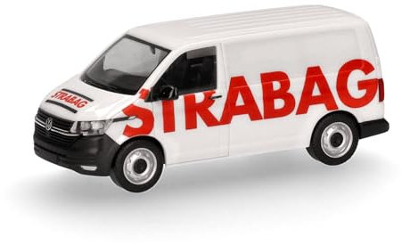 herpa Modellauto 098014 | (VW) T6.1 Kasten | STRABAG | Miniatur im Maßstab 1:87 | Sammlerstück | Kunststoffmodell | Miniaturmodell | Mehrfarbig