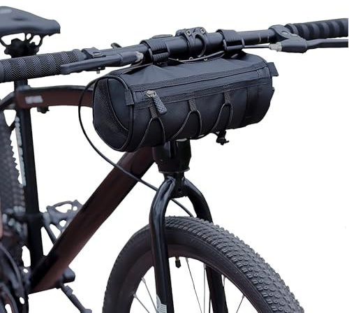 2.5L Bike Handlebar Bag, Waterproof Bicycle Accessories, Bike Frame Front Pouch with Zipper and Shoulder Strap