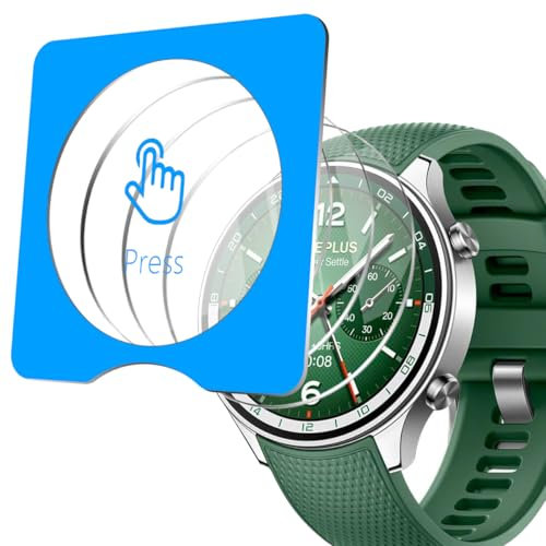 Zerrshoo 3 Piezas Protector de Pantalla para Oneplus Watch 2R Cristal Vidrio Templado, Dureza 9H Anti-Arañazos, Amigable para Funda, HD Transparente Película Protectora