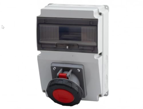 NAKA Stromverteiler Wandverteiler Steckdosen CEE 1x63A Baustromverteiler Elektroinstallation 10 Modulen IP65