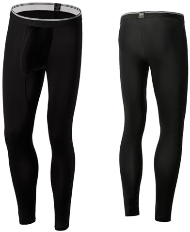 Huakunda långa herrkalsonger, leggings, löparbyxor, andas, funktionella underbyxor, tights, dubbel väska, elefant, underkläder, svart, M