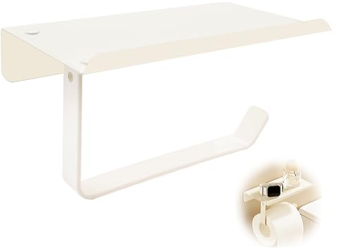 Toilettenpapierhalter Ohne Bohren, Weiß Klorollenhalter WC Papier Halterung Toilettenpapier Halter für Badezimmer, Selbstklebend/Schrau