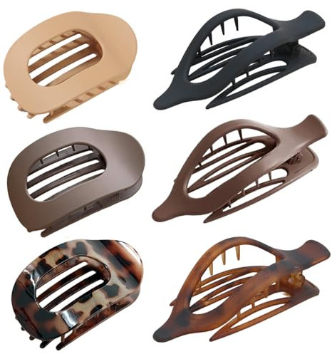 Hair Claw Clips for Women, 6 PCS Flat Hair Clips for Thick Thin Hair, Large Matte Hair Claw Nonslip for Girls Decoration (6 PCS)