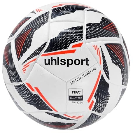 uhlsport Match Addglue Fußball Ball Fussball Spielball für Erwachsene - FIFA-Quality PRO Zertifiziert, 5, weiß/Marine/Fluo rot