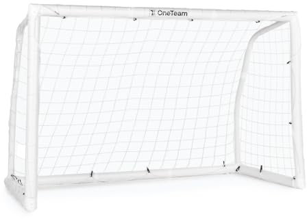 OneTeam Cancello da calcio in PVC con dimensioni 300 x 200 x 120 cm colore bianco porta da calcio con struttura stabile e robusta facile da montare ideale per l'allenamento