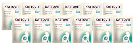 Kattovit Feline Diet Gastro 12 x 85g Lachs & Reis | Für Katzen mit Gastro-intestinalen Problemen | fettarm und leicht verdaulich | Nassfutter