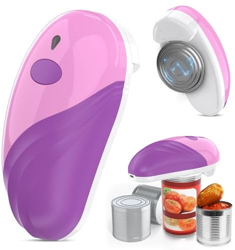Electric Can Opener, Rechargeable and USB Cable Automatic Can Opener with One-Touch Operation,Safe for All Can Sizes Kitchen Gadget Can Openers for Seniors, Arthritis and Mum (Purple)