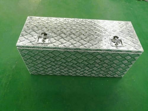 Aluminum Under Bed Tool Box for Pickup Trucks – 42x17x19 Trailer Storage Chest with Lock – Silver Tool Storage Solution for Vans and Lorries