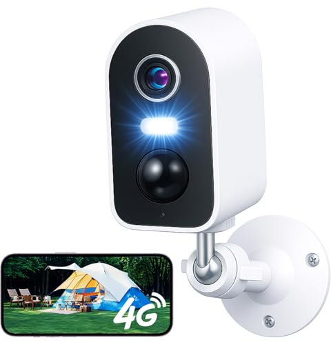 KKB 4G Überwachungskamera ohne WLAN mit SIM Karte und Akku, LTE Kamera Outdoor 2K, Kamera mit Bewegungserkennung, IP65 Wasserdicht, Farb-Nachtsicht, 2-Wege-Audio, ideal für Garten & Baustellen