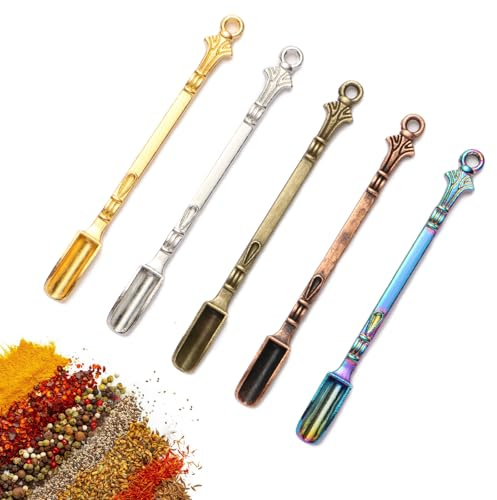 Asanta 5 PCS Mini Spoons, Small Shovel Spoons, 3.22 Inch Metal Tiny Spoon for Spices, Salt, Sugar, Pepper (Multicolor)