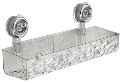 Sefdrert No-Drill, Light Luxury Style Glacier Pattern Suction Cup Shelf,Bathroom Shower Organizer Easy Install Transparent Long Style