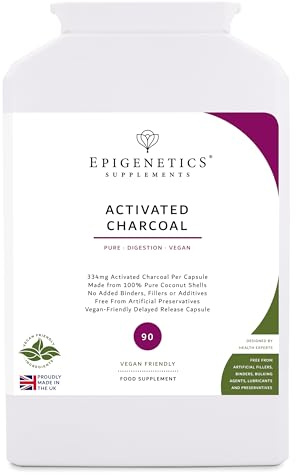 Activated Charcoal 334mg | 100% Pure Coconut Shell Charcoal | 90 Delayed Release Capsules | 3 Month Supply | High Absorption Natural Detox Cleanse | UK Made Supplement for Men & Women