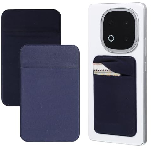 Macuezu 2 Pack Phone Card Holder Stick on Cell Phone Pocket Wallet, Self Adhesive Stretchy Credit Card Wallet Pocket for All Smartphones
