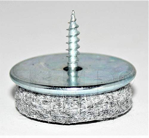 HKB ® 32 Stück Filzgleiter zum Schrauben, Ø 20mm, Stahl verzinkt mit 5mm starkem, grauem Filz in Metallsockel, strapazierfähig, stabil und langlebig, Hersteller HKB, Artikelnr. 51298