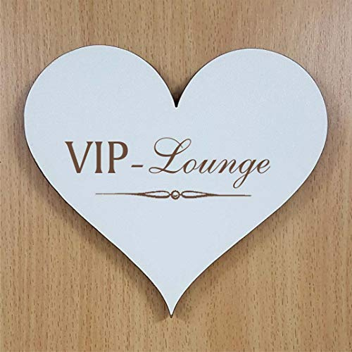 Schild Herz VIP Lounge - ca. 13 x 12 cm - selbstklebendes Türschild