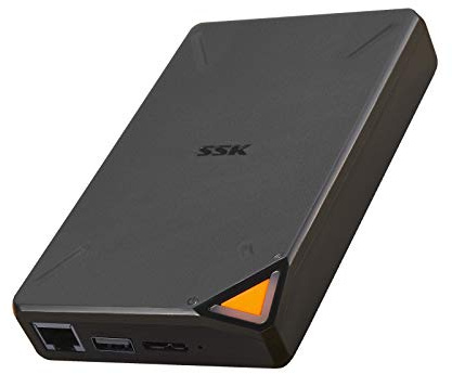 SSK Disco rigido esterno wireless portatile NAS da 2 TB con proprio hotspot Wi-Fi, supporto di archiviazione intelligente per cloud personale, backup automatico, accesso remoto wireless per telefono