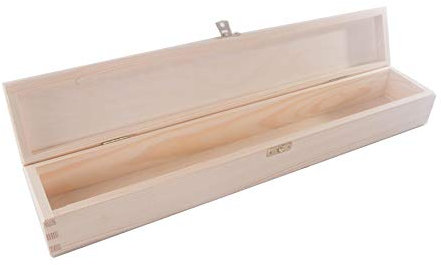 WooDeeDoo Long Wooden Box with Lid and Clasp – 47 x 8 x 6 cm – Craft Storage Case for Candles Knitting Needles Brushes Decoupage DIY Painting Pyrography Personalised Gifts