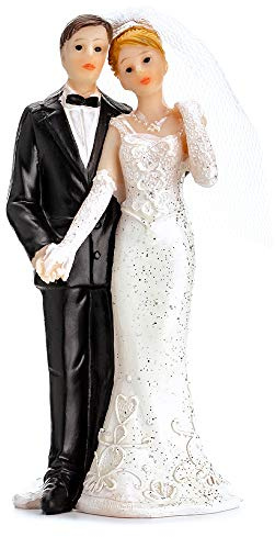 DekoHaus Tortenfigur Brautpaar- Weißes Kleid 11 cm Tortenaufsatz Tortendeko Hochzeit PF14
