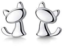 Niedliche Katzen Ohrstecker S925 Sterling Silber Ohrringe Niedlich Tier Winziger Knorpel Ohrstecker Piercing Hypoallergen Schmuck für Damen Mädchen