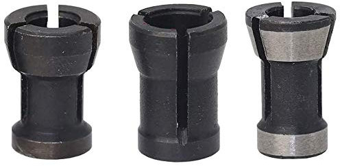 Wolfride 3 Pack Router Bit Collet Chuck, Compatible with Wood Router, Engraving Machine, Trimming Machine, Made of High Speed Steel, Includes 6mm, 6.35mm, 8mm Sizes