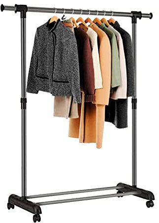 edihome, Portant a Vêtement, Penderie Vetement, Porte-vêtements, Armoire à Vêtements, Robuste, en Métal et Portable avec Roues