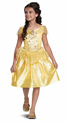 Disney Official Classic princess Bell Dressupfor Girls, Belle Costume kids, Beauty and the Beast costume, belle Fancy Dress Outfit, costumes for Girls S